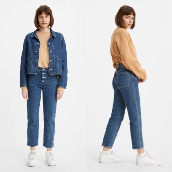 Levis Wedgie High Waist Crop Straight Leg Jeans - Picture 1 of 11